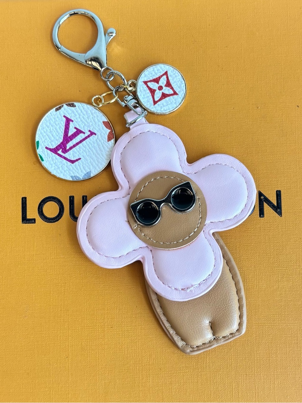 Louis Vuitton Monogram Disc Bag Charm, Vivienne Flower Body, Key Chain, 6 inches
